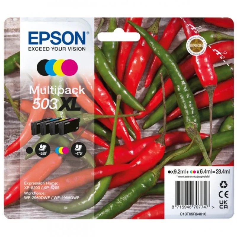 Pack Tinteiros Epson 503XL Preto e Cores Original - C13T09R64010C13T09R64010EpsonTinteiros Originais EpsonChip Ink | Informática | Tinteiros e Toners | Gaming