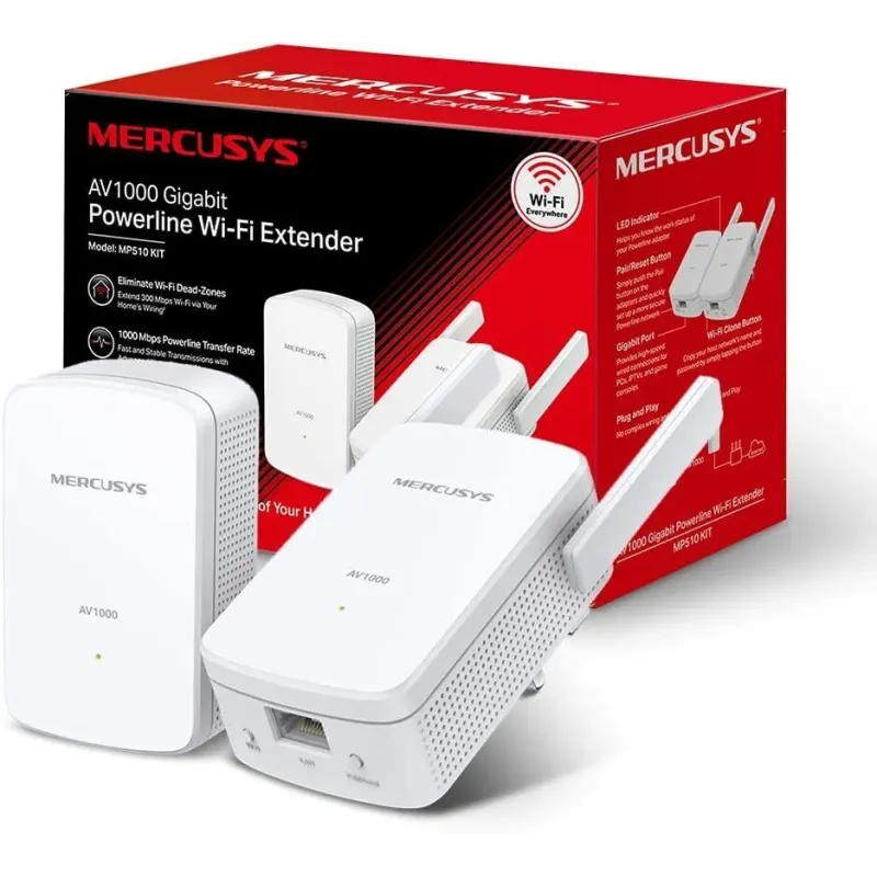 Powerline Mercusys MP510 Kit Wi-Fi AV1000 Gigabit - 1000Mbps - Alcance até 300m - Gigabit EthernetMP510 KITMercusysPowerlineChip Ink | Informática | Tinteiros e Toners | Gaming