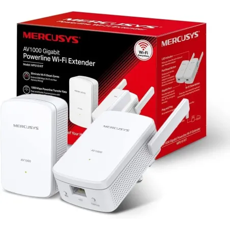 Powerline Mercusys MP510 Kit Wi-Fi AV1000 Gigabit - 1000Mbps - Alcance até 300m - Gigabit Ethernet