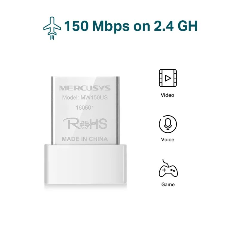 Adaptador Mercusys USB Nano Sem Fios N150 - até 150MbpsMW150USMercusysPlacas de RedeChip Ink | Informática | Tinteiros e Toners | Gaming