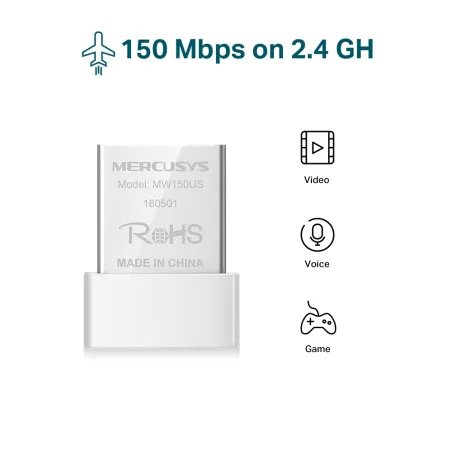 Adaptador Mercusys USB Nano Sem Fios N150 - até 150Mbps