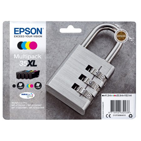 Epson Padlock 35XL Tinta multipack de 4 cores DURABrite Ultra CadeadoC13T35964010EpsonTinteiros Originais EpsonChip Ink | Informática | Tinteiros e Toners | Gaming