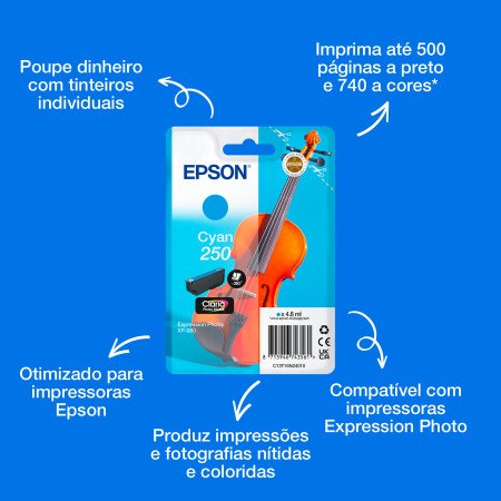 Epson Conjunto individual ciano de tinta Claria Photo HD Ink 250 ViolinoC13T16N24010EpsonInícioChip Ink | Informática | Tinteiros e Toners | Gaming