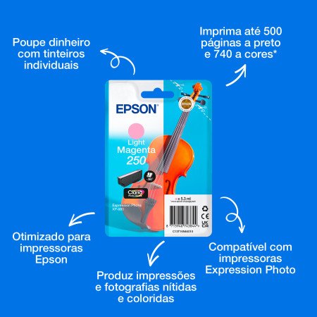 Epson Conjunto individual magenta-claro de tinta Claria Photo HD Ink 250 ViolinoC13T16N64010EpsonTinteiros Originais EpsonChip Ink | Informática | Tinteiros e Toners | Gaming