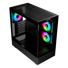 Caixa Abysm Danube Sava H400 Prime Preta - ATX, Mini-ITX, Micro ATX - Vidro Temperado - 3 Ventoinhas ARGB