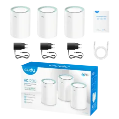 Mesh Cudy AC1200 (3-Pack) Gigabit Dual-Band (2,4 GHz / 5 GHz) 2x Portas 10/100/1000