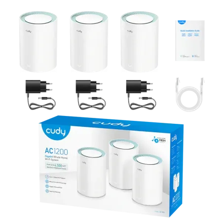 Mesh Cudy AC1200 (3-Pack) Gigabit Dual-Band (2,4 GHz / 5 GHz) 2x  Portas 10/100