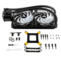 Cooler CPU Abysm Gaming Artic 240 ARGB Kit de Refrigeração Liquida - 2 Ventoinhas de 120mm - Bomba 2500rpm