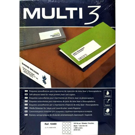 Multi3 Etiquetas A4 60mm Redondas Autocolantes Brancas 100 Fls10489Multi3Fitas e EtiquetasChip Ink | Informática | Tinteiros e Toners | Gaming