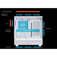 Caixa Gaming Abysm Danube Sava H400 Branca - ATX, ITX, Micro ATX - Vidro Temperado - 1 Ventoinha ARGB