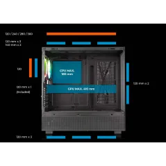 Caixa Gaming Abysm Danube Sava H400 Preta - ATX, ITX, Micro ATX - Vidro Temperado - 1 Ventoinha ARGB