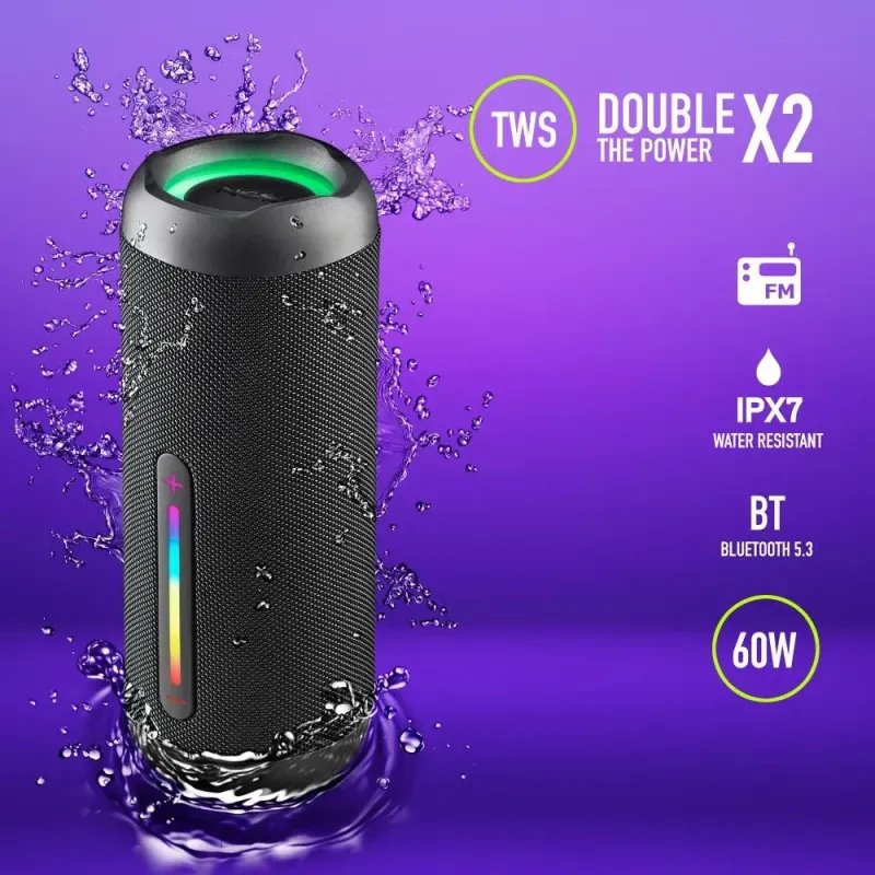 Coluna NGS Roller Furia 3 Bluetooth - 60W de Potência - Resistente a Agua IPX7 - Luzes LED - TWS - 9HROLLERFURIA3BLACKNGSColunas PortáteisChip Ink | Informática | Tinteiros e Toners | Gaming