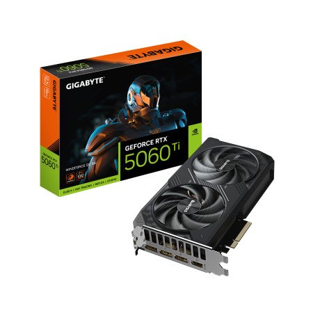 Placa Grafíca GIGABYTE GeForce RTX 5060 Ti WINDFORCE OC NVIDIA 8 GB GDDR7GV-N506TWF2OC-8GDGigabytePlacas GráficasChip Ink | Informática | Tinteiros e Toners | Gaming