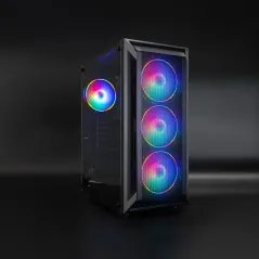 Caixa Gaming Tooq "Ragnärok" - ATX, Mini ITX, micro ATX - Vidro Temperado - 4 Ventoinhas RGB - Preta