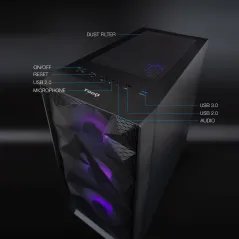 Caixa Gaming Tooq Seizure - Mini ITX, micro ATX - Vidro Temperado - 4 Ventoinhas ARGB - Preta