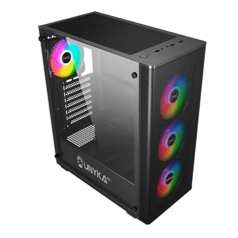 Caixa Gaming Unykach MIR 100 - ATX, Micro ATX, ITX - Vidro Temperado - 4 Ventoinhas ARGB - PretaUK511303UnykachCaixas PCChip Ink | Informática | Tinteiros e Toners | Gaming