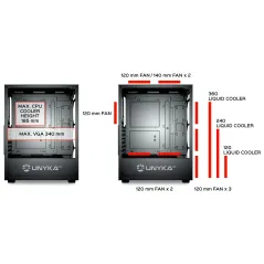 Caixa Gaming Unykach MIR 100 - ATX, Micro ATX, ITX - Vidro Temperado - 4 Ventoinhas ARGB - Preta