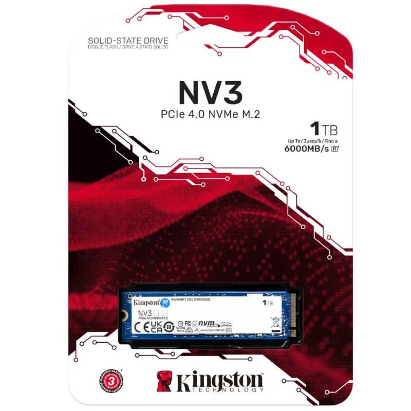 SSD Kingston M.2 2280 NV3 1TB 3D NAND NVMe PCIe Gen 4.0x4SNV3S/1000GKingstonDiscos SSDChip Ink | Informática | Tinteiros e Toners | Gaming