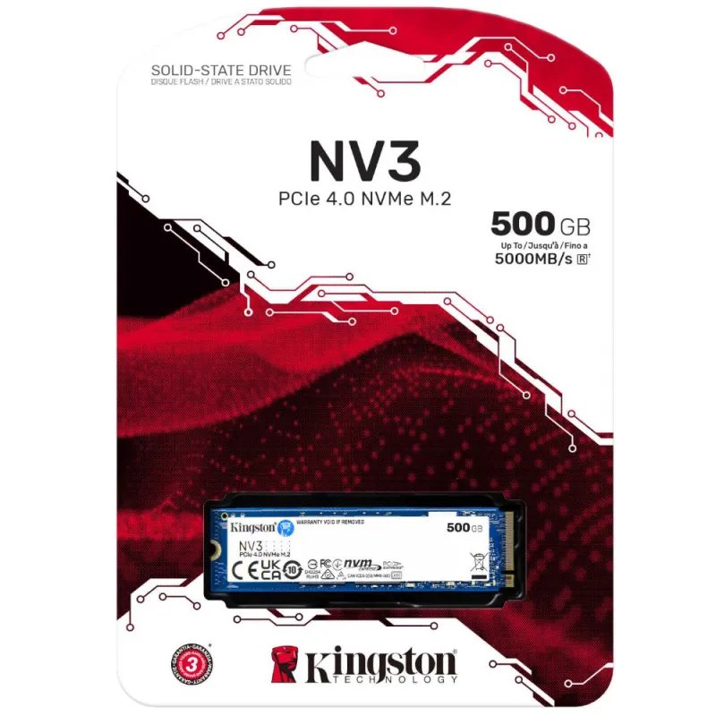 SSD Kingston M.2 2280 NV3 500GB 3D NAND NVMe PCIe Gen 4.0x4SNV3S/500GKingstonDiscos SSDChip Ink | Informática | Tinteiros e Toners | Gaming