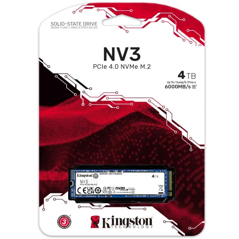 SSD Kingston M.2 2280 NV3 4TB 3D NAND NVMe PCIe Gen 4.0x4SNV3S/4000GKingstonDiscos SSDChip Ink | Informática | Tinteiros e Toners | Gaming