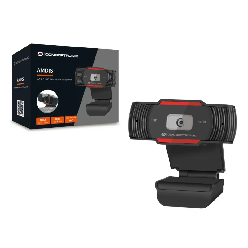 Webcam Conceptronic AMDIS 1080P FHD 1920 x 1080 pixels USB 2.0 Preto VermelhoAMDIS04RConceptronicWebcamChip Ink | Informática | Tinteiros e Toners | Gaming